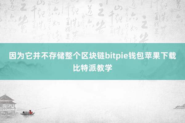 因为它并不存储整个区块链bitpie钱包苹果下载比特派教学