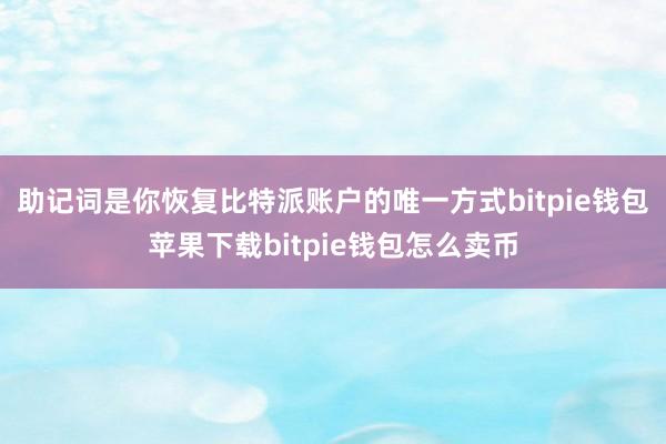 助记词是你恢复比特派账户的唯一方式bitpie钱包苹果下载bitpie钱包怎么卖币