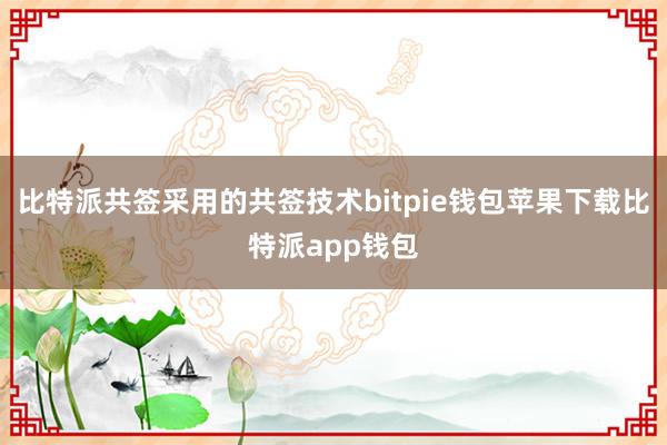 比特派共签采用的共签技术bitpie钱包苹果下载比特派app钱包