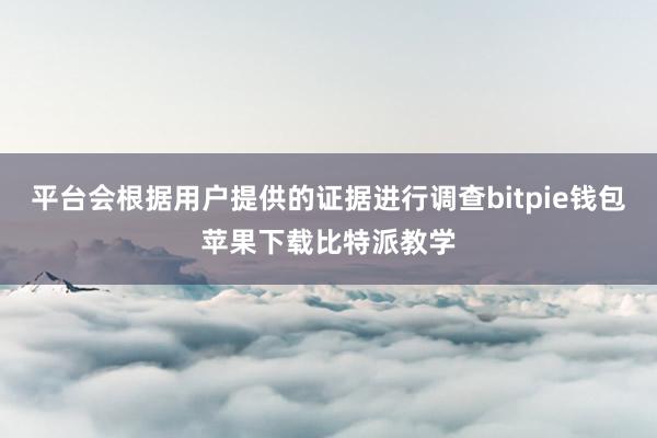 平台会根据用户提供的证据进行调查bitpie钱包苹果下载比特派教学