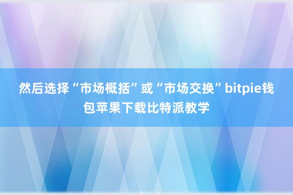 然后选择“市场概括”或“市场交换”bitpie钱包苹果下载比特派教学