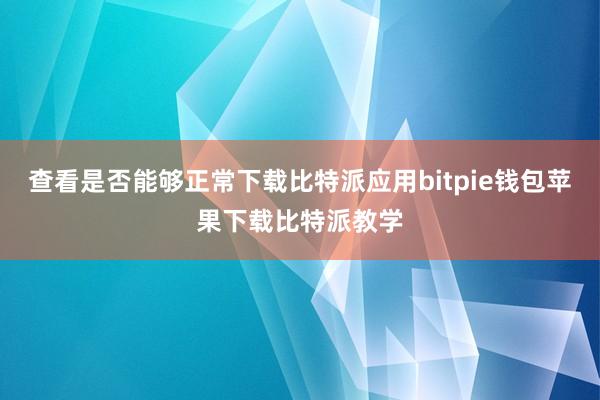 查看是否能够正常下载比特派应用bitpie钱包苹果下载比特派教学