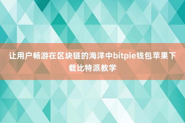 让用户畅游在区块链的海洋中bitpie钱包苹果下载比特派教学