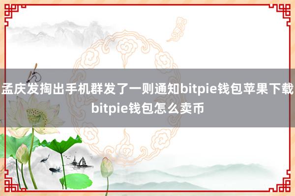 孟庆发掏出手机群发了一则通知bitpie钱包苹果下载bitpie钱包怎么卖币