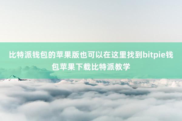 比特派钱包的苹果版也可以在这里找到bitpie钱包苹果下载比特派教学