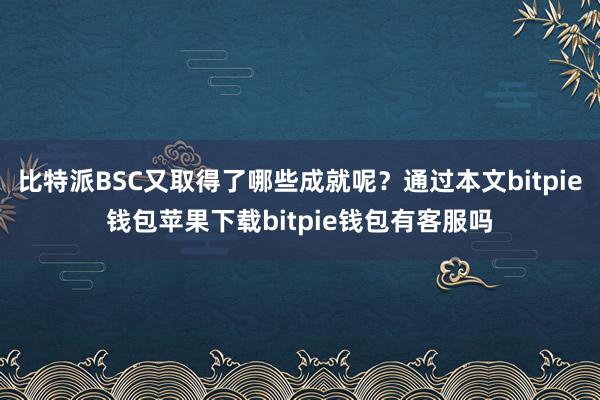 比特派BSC又取得了哪些成就呢？通过本文bitpie钱包苹果下载bitpie钱包有客服吗