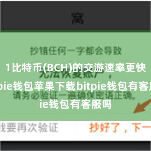 1比特币(BCH)的交游速率更快bitpie钱包苹果下载bitpie钱包有客服吗